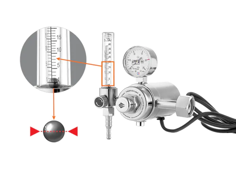 Регулятор расхода газа универсальный Сварог У-30/АР-40-П-220-Р (JTR-198 220V), манометр с поверкой
