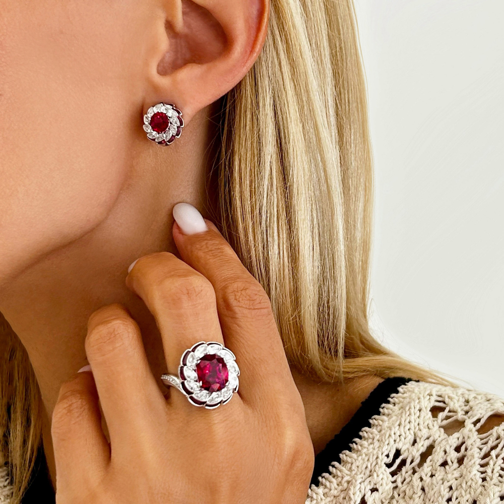 Серьги с Рубинами и Бриллиантами, E0119-0/4