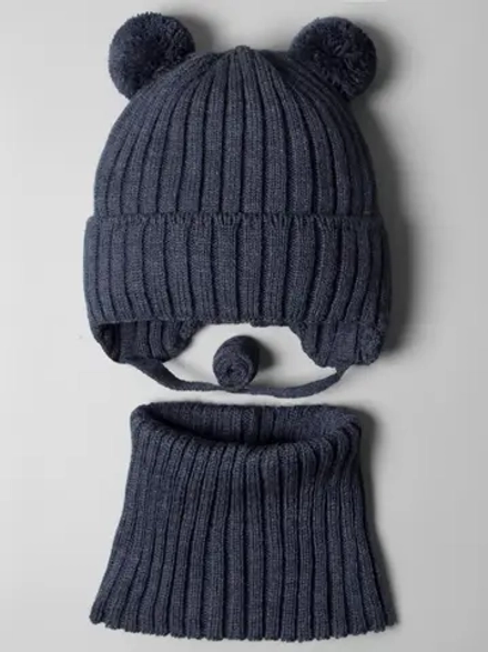 Шапка с завязками и снуд детская, осень