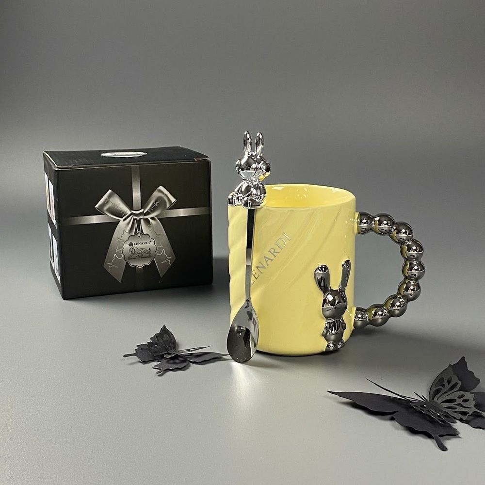 Lenardi 315-070 Кружка 430мл с ложкой в под.уп.(х36)Фарфор