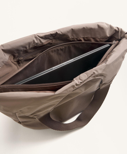 Oysho Сумка-шоппер с контрастной ручкой, серо-коричневый