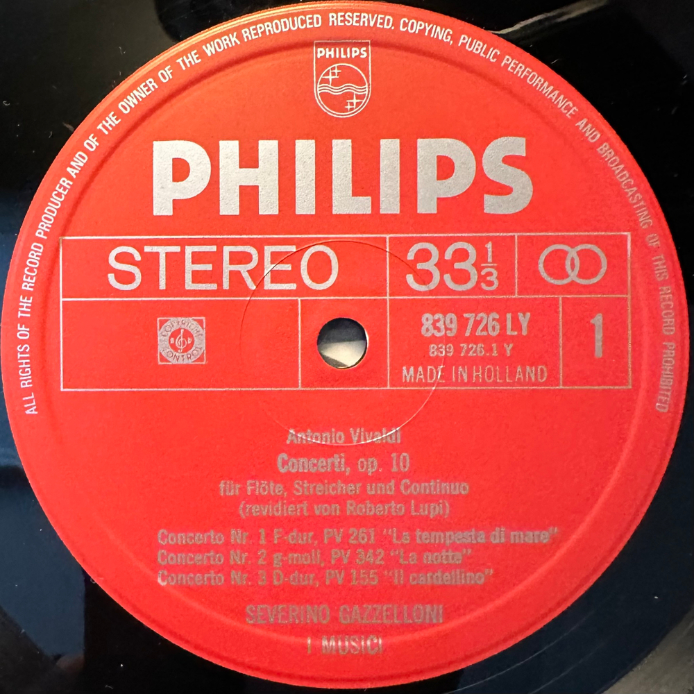 Вивальди -Полное собрание концертов для флейты, соч. 10 (Европа 1968г.)