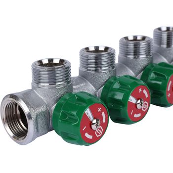 Коллектор регулирующий хром (дизайн FAR)  3/4", 4 отвода евроконус 3/4"