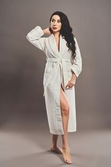 Женский вафельный халат 4250 кремовый