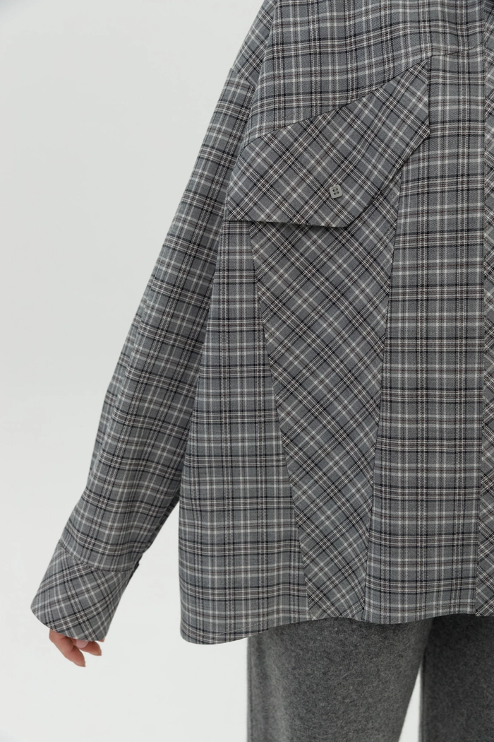 РУБАШКА ВИНСЕ СЕРАЯ КЛЕТКА