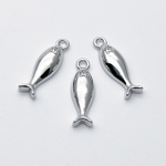 Подвеска Рыба, цвет серебро (родий), фианит, размер 16*5 мм, цена за 1 шт