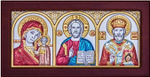 Спаситель, Казанская БМ, Николай Чудотворец, триптих, эмаль, 45х88