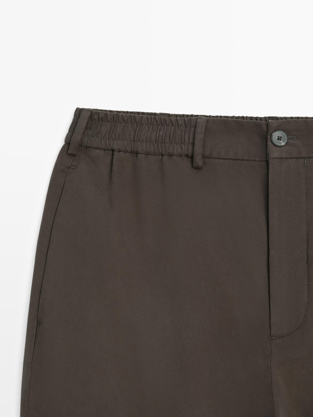 Massimo Dutti Брюки-джоггеры из смесовой хлопковой ткани, коричневый