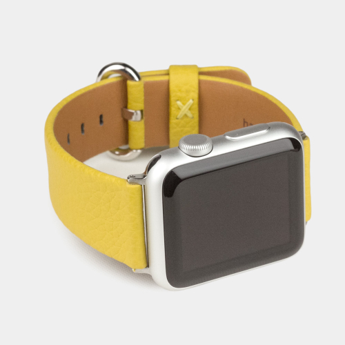 Ремешок для Apple Watch 40/41/42 mm из кожи теленка, желтого цвета