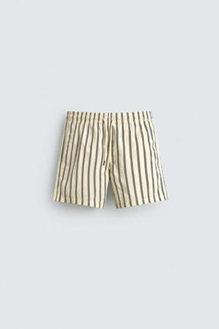 ZARA ПЛАВКИ В ПОЛОСКУ, ЭКРЮ