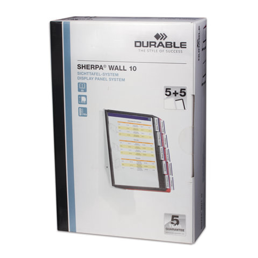 Демосистема настенная на 10 панелей, 5 черных и 5 серых панелей, DURABLE (Германия) "SHERPA", 5631-22