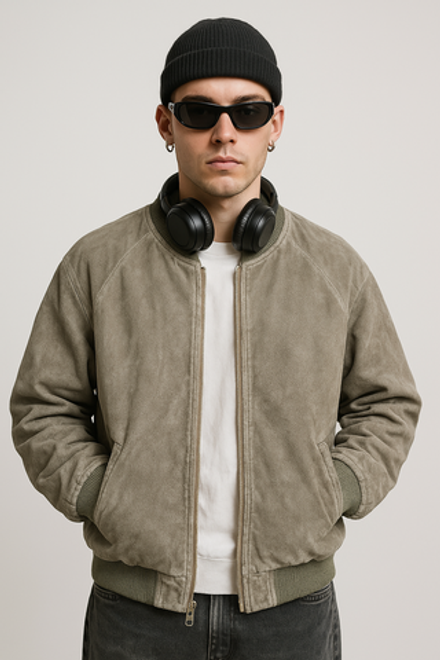 Куртка-бомбер винтажная из овечьей шкуры (S)