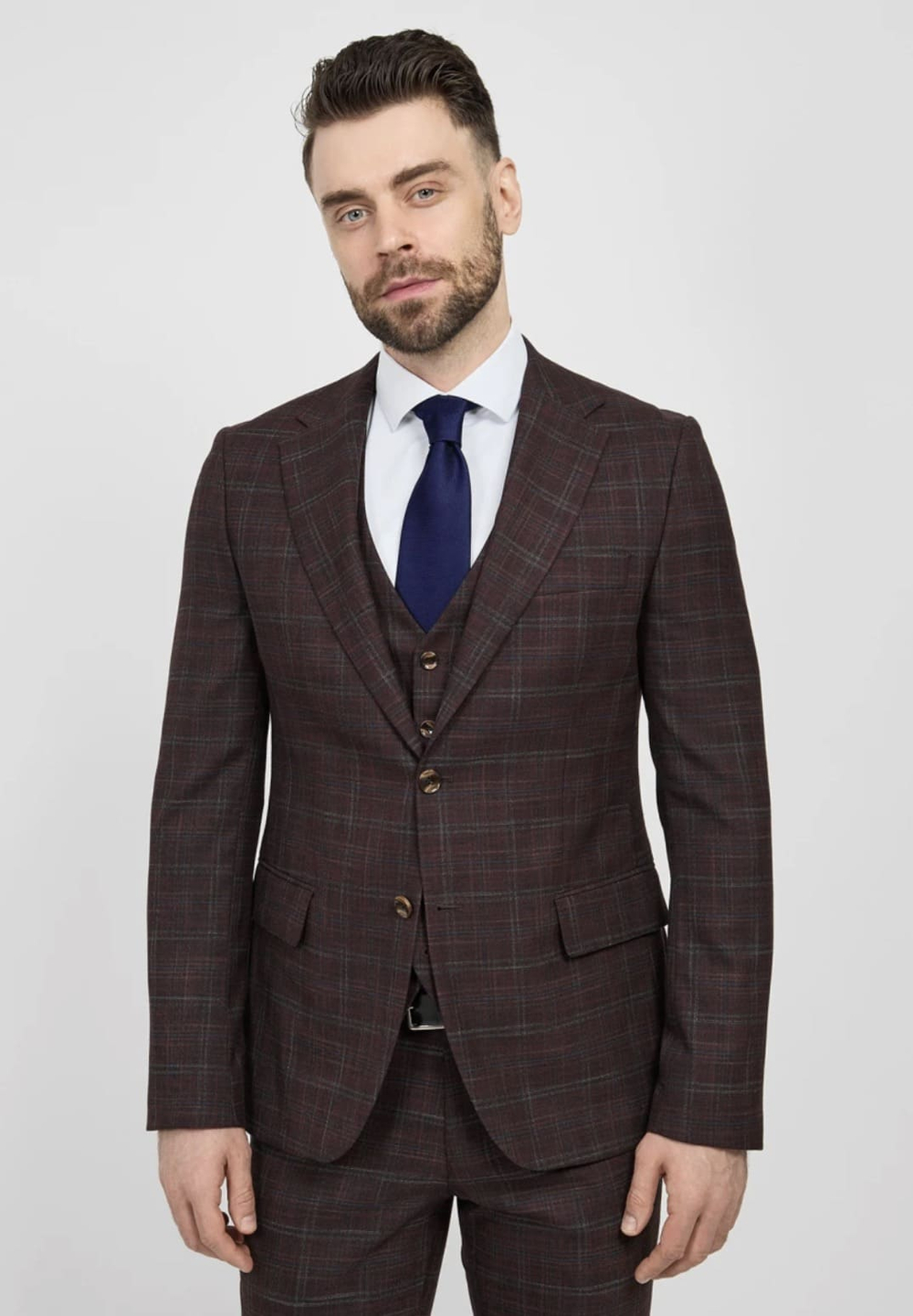 Мужской классический костюм (бордовый) В67