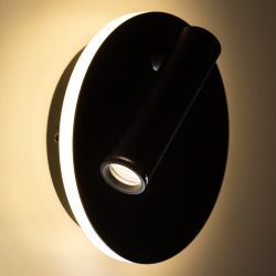 Светильник декоративный настенный светодиодный ЭРА EDGAR WL55 BK COB 5Вт / SMD 7Вт 4000К IP20 черный | Настенная подсветка