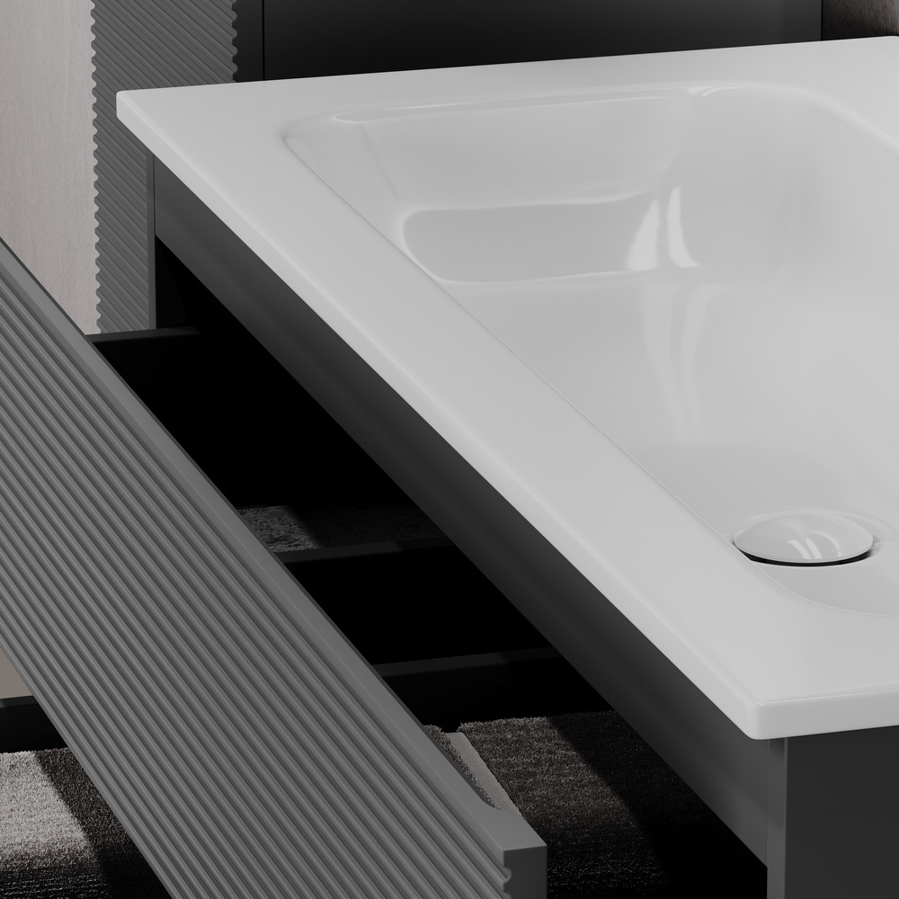 Тумба подвесная под раковину Sancos Folk, Grey soft 590х445х500