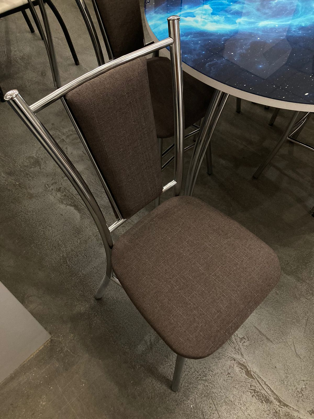 Стул Марсель каркас хром основание рогожка бурая