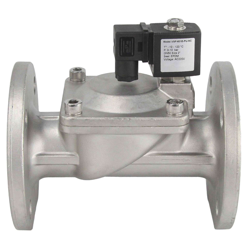 Two way normally closed indirect acting electric solenoid valve Elephant VSF-601E-PU-NC EPDM 24В, body material - stainless steel AISI 304, seal - EPDM