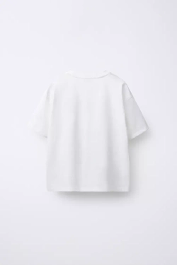 ZARA ФУТБОЛКА С ФОТОПРИНТОМ, БЕЛЫЙ