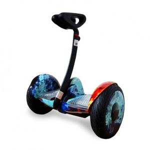 Гироскутер с ручкой Mini Robot - Красно-синий огонь (Лед и пламя) фото №1