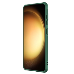 Чехол зеленого цвета (Deep Green) от Nillkin с металлической откидной крышкой для камеры на Samsung Galaxy S24+ Плюс, серия CamShield Prop Case