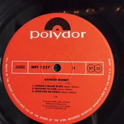 Винтажная виниловая пластинка LP UK Danger Money (Japan 1979) (No Obi)