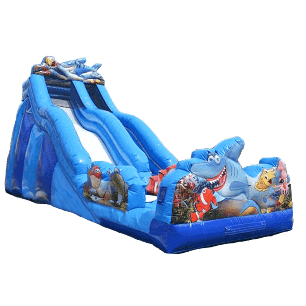 Надувная наземная водная горка «Красивые акулы», 11*4,5*6 м