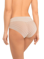 Высокие трусики-слипы с полупрозрачной задней частью в полоску (Размер: M) (Цвет: молочный)