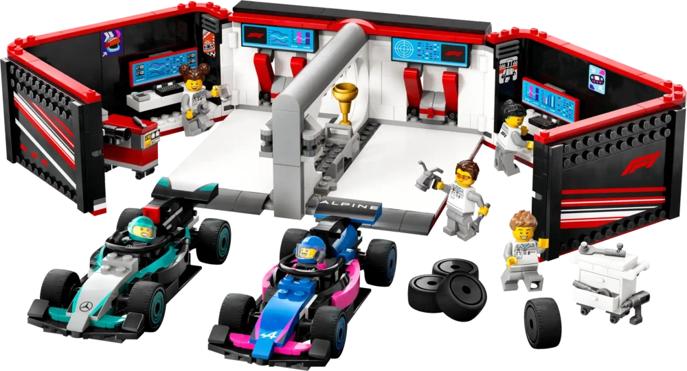 Конструктор LEGO City 60444 Гараж F1 для Mercedes-AMG и Alpine