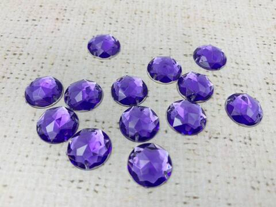 Стразы пришивные акрил, d 1,4 см, тёмная сирень