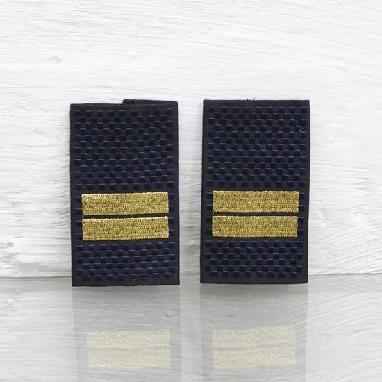 Фальшпогоны вышит. "Полиция МВД" нов\обр иссиня-чёрные (Мл. Сержант)