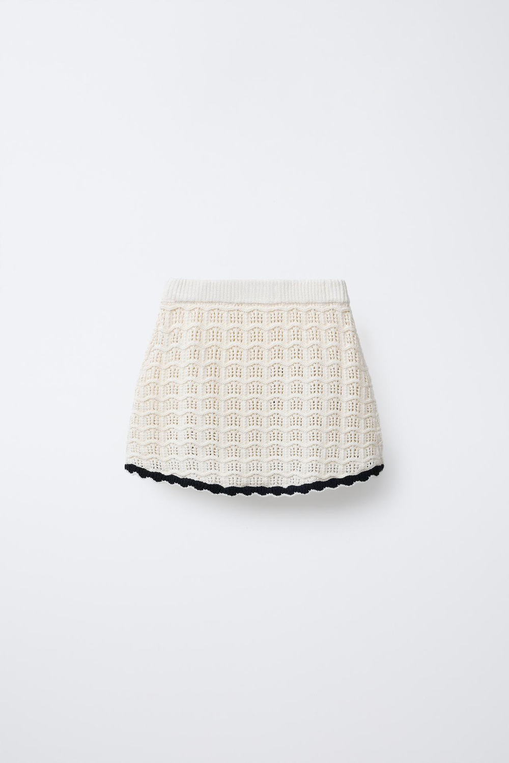 ZARA ЮБКА ИЗ КРУЖЕВА КРОШЕ С ЦВЕТОЧНОЙ ВЫШИВКОЙ, ЭКРЮ