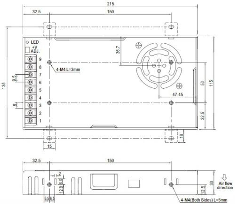 Преобразователь AC-DC сетевой Mean Well LRS-350-48