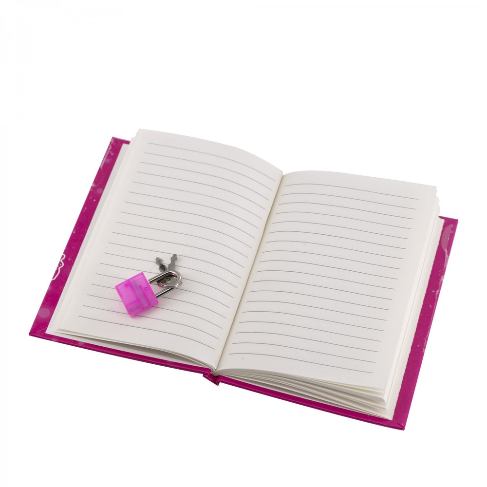 Блокнот в футляре, 13,0 см * 16,5 см, 7БЦ, Alingar, ламинация, глиттер, замочек, линия, 40 л., "Бабочки и розы", розовый