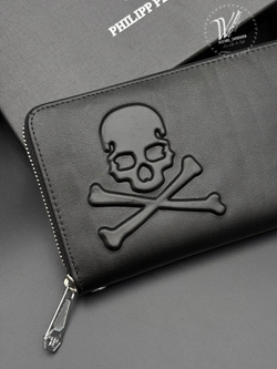 Кошелек на молнии Philipp Plein с фактурным черепом