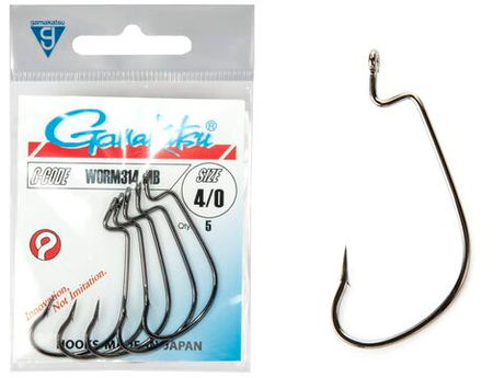 Крючки офсетные Gamakatsu WORM 314 HOOKS №4/0, 6шт.