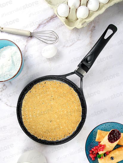 Сковорода блинная 24 см. из литого алюминия Kamille КМ-4475 с мраморным покрытием