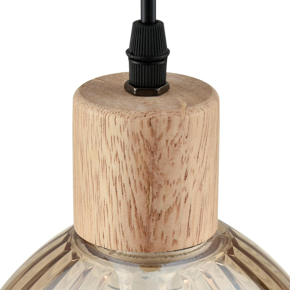 8054/1A SUSPENTIONI LN25 310 дерево/амбер металл/стекло Подвесной светильник E27 1*60W 220V NATANA