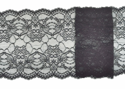 Эластичное кружево, 21,5 см, черное, (Арт: EK-2156), м