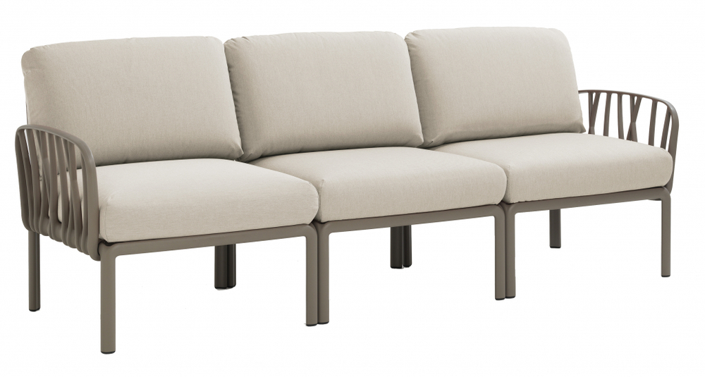 Диван пластиковый с подушками Nardi Komodo 3, тортора, панама