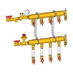 Узел коллекторный отопления этажный, со встроенными зап.-регулир. клапанами 3/4 x 1/2 /6