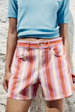 Шорты z1975 mom fit в полоску с высокой посадкой