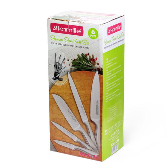 Набор ножей 6 предметов Kamille KM-5131 из нержавеющей стали с акриловой подставкой