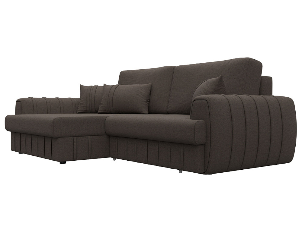 Диван угловой Лига-057 НПБ угол левый, Амур 05 коричневый, Рогожка, 129264L