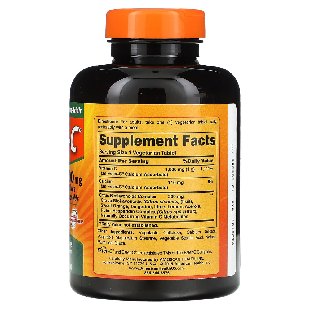 American Health, Ester-C с цитрусовыми биофлавоноидами, 180 вегетарианских таблеток