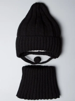 Шапка детская на осень и снуд с завязками