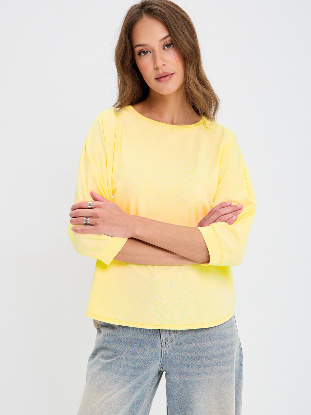 Свободная футболка летучая мышь с рукавом 3/4