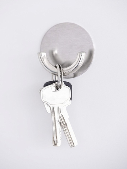 Крючок DeNASTIA на липучке круглый, 5,3x2,5 нерж.сталь, серый