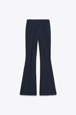 ZARA БРЮКИ FLARED С ПРЯЖКАМИ, МОРСКОЙ СИНИЙ