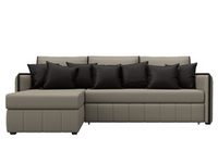 Диван угловой Лига-078 угол универсальный ЭКОКОЖА GRIFON 04 бежевый/GRIFON 12 коричневый