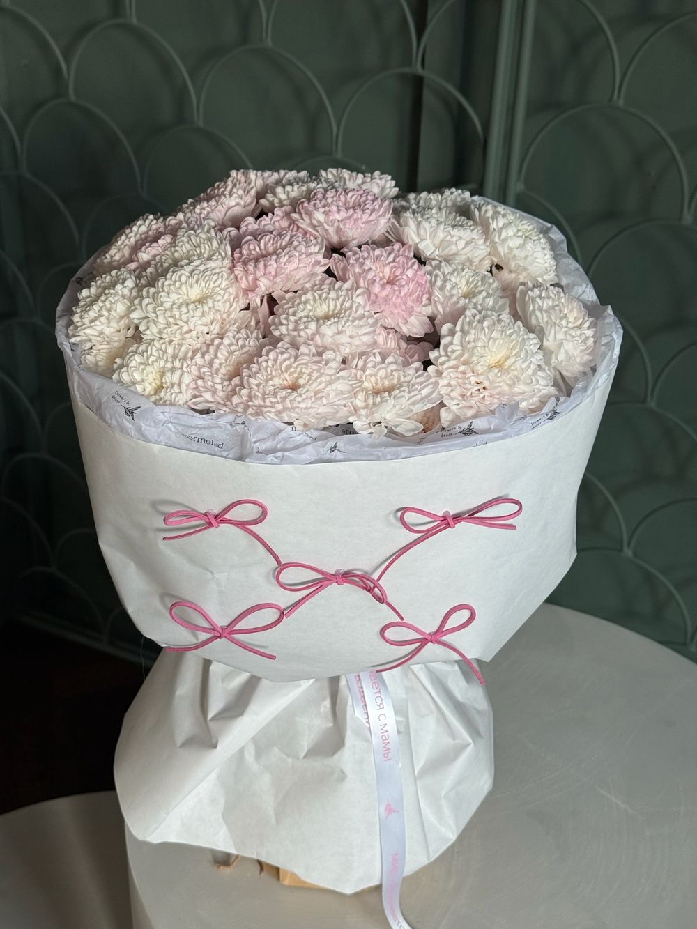 Букет из хризантемы в розовом оттенке